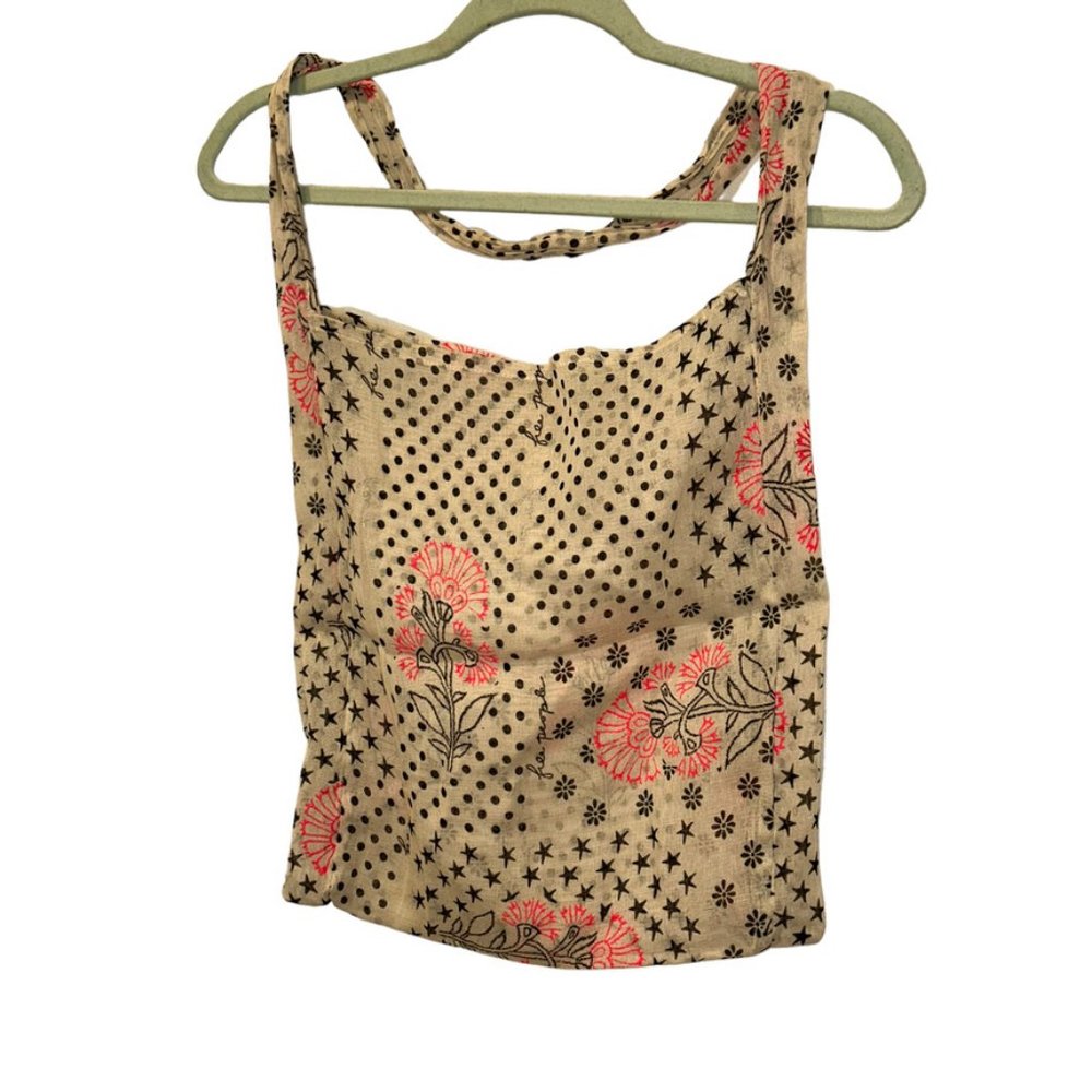 Free People Cotton printStar Flower polka dot hot pink blue re usable ba…